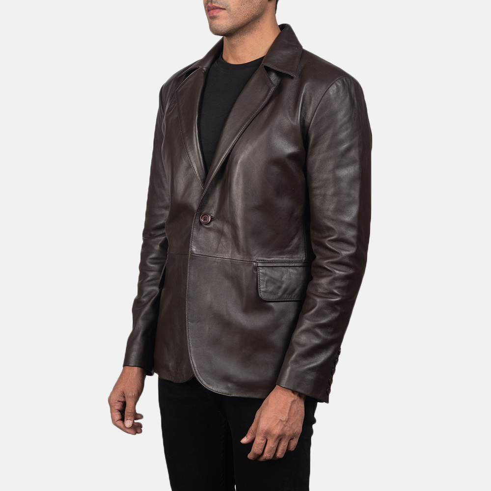 Daron Brown Leather Blazer - Image 2