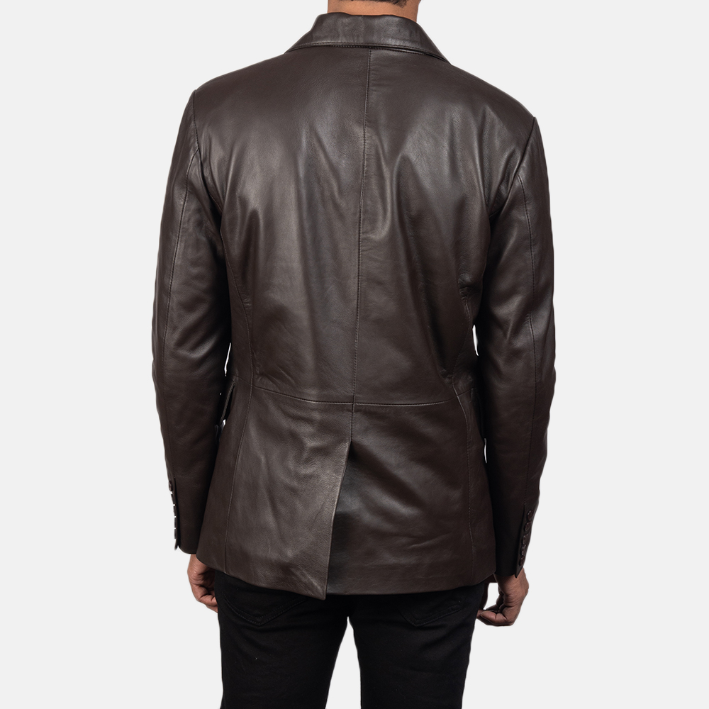 Daron Brown Leather Blazer - Image 3