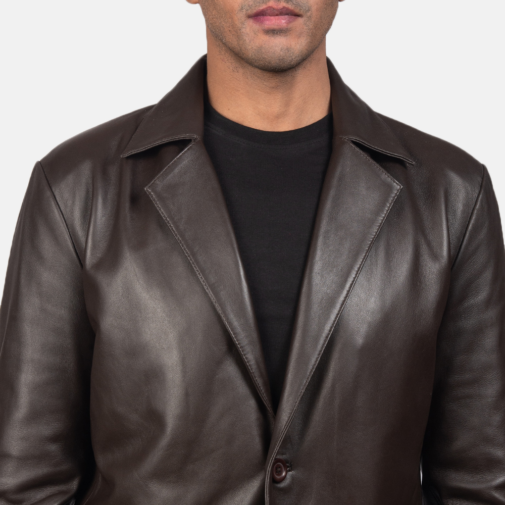 Daron Brown Leather Blazer - Image 4