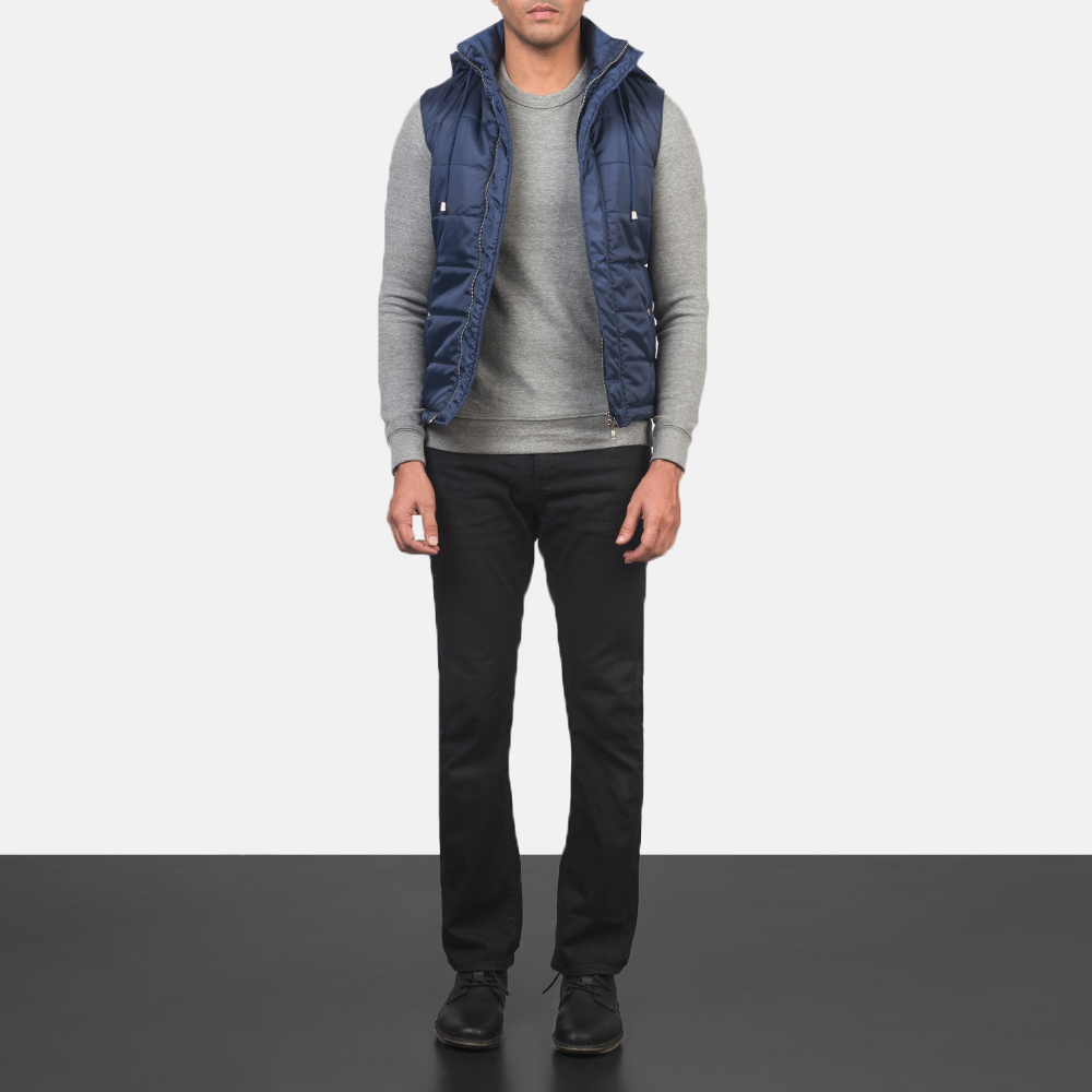 Fuston Blue Hooded Puffer Vest - Image 3
