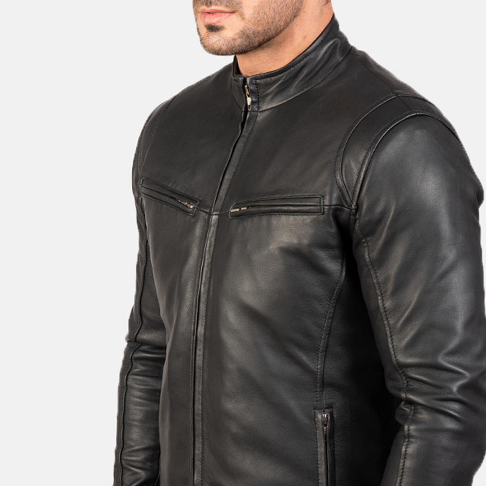 Ionic Black Leather Jacket - Image 3