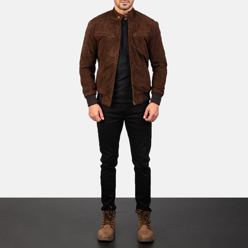 Sven Mocha Suede Bomber Jacket - Image 4