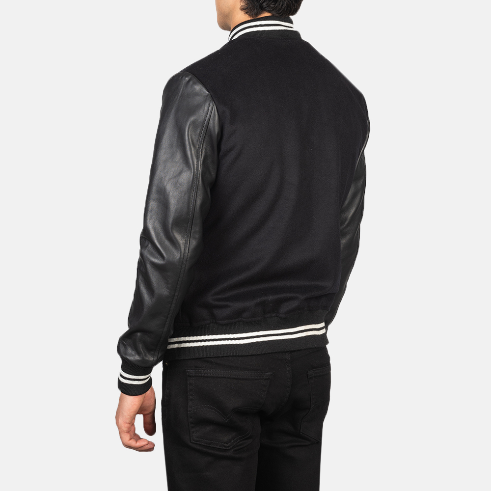 Vaxton Black Striped Hybrid Varsity Jacket - Image 4