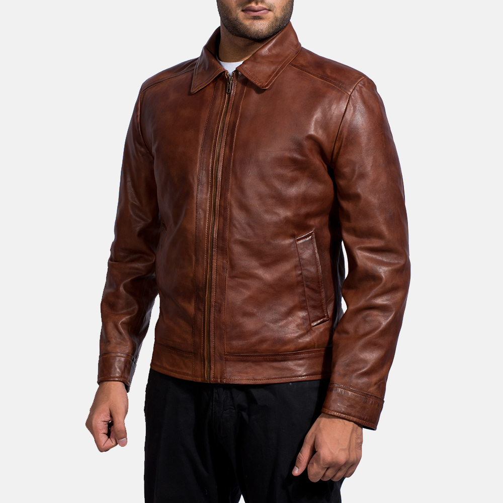 Inferno Brown Leather Jacket For Men - Image 2